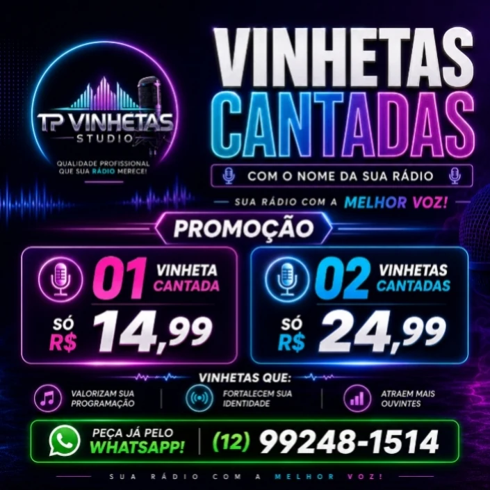 Promoção de vinhetas cantadas TP Vinhetas